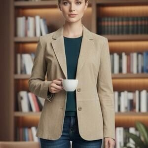 Vintage 1990s Siena Suede Leather Blazer/Jacket - light tan Size 12